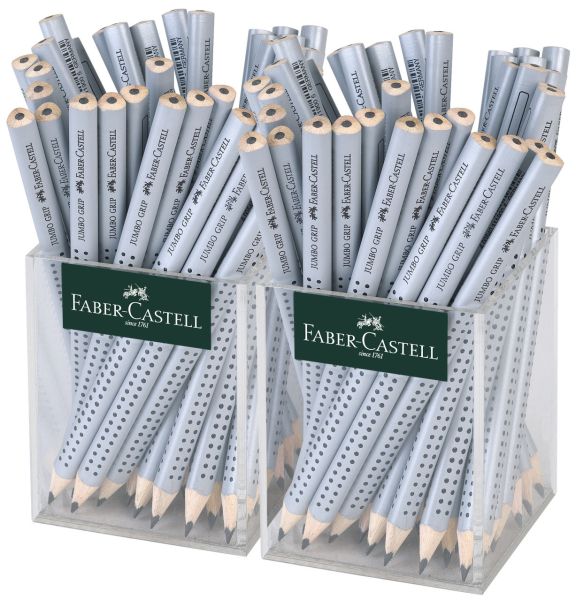 FABER-CASTELL Bleistifte Grip Jumbo 4mm/HB 111965 Köcher, silber 72 Stück