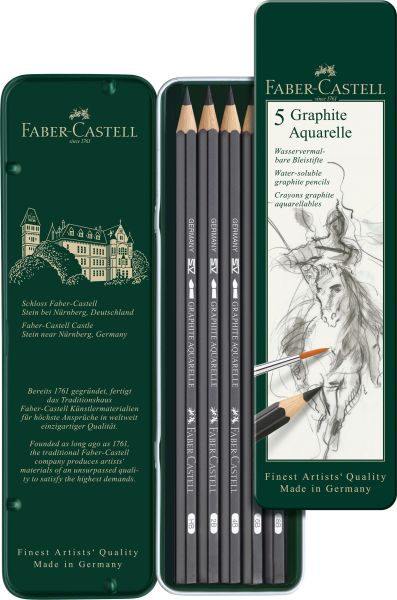 FABER-CASTELL Graphite Aquarelle Bleistift 117805 Metalletui 5 Stück