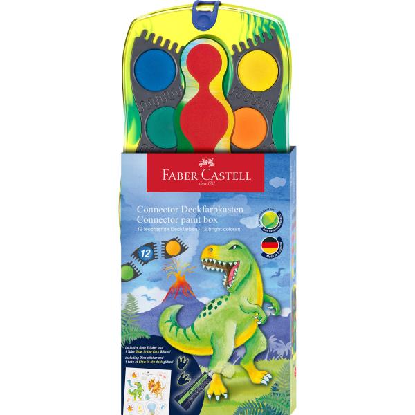 FABER-CASTELL Farbkasten Connector Dino 125013 12 Farben