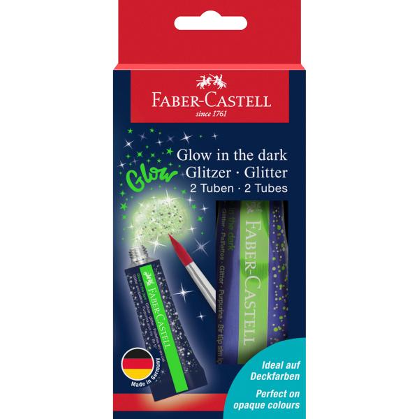 FABER-CASTELL Glow in the dark 125092 Glitzergel 2 Tuben