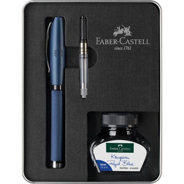 Faber-castell geschenkset essentio m 149625 blau, mit tintenfass - Faber-castell-149625-4005401496250