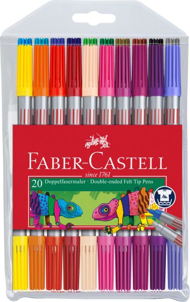 FABER-CASTELL Doppelfasermaler 1/3-5mm 151119 20 Farben, Etui