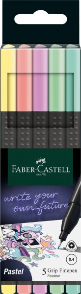 FABER-CASTELL Finepen Grip 0.4mm 151602 5 couleurs, Pastell