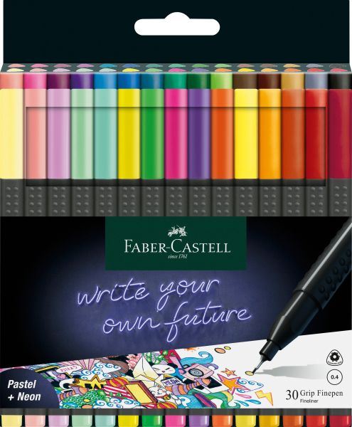 FABER-CASTELL Finepen Grip 0.4mm 151630 30 couleurs, Etui