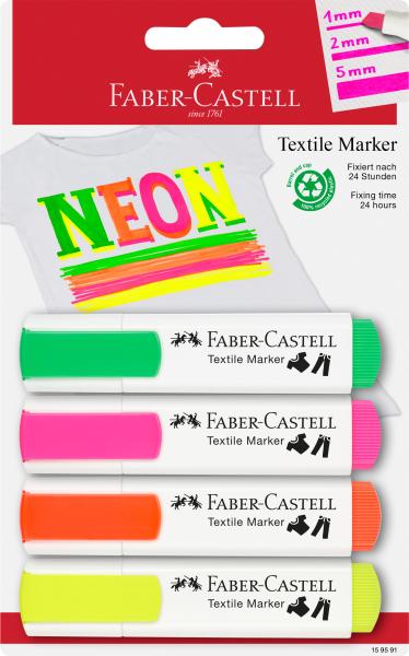 FABER-CASTELL Textilmarker 1.2-5mm 159591 multicolor 4 Stück