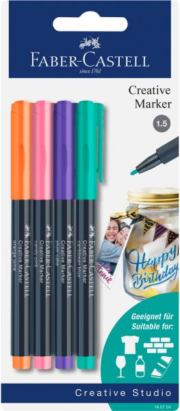 FABER-CASTELL Creative Marker 1-3mm 160704 assortiert 4 Stück