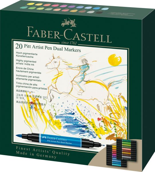 FABER-CASTELL Artist Pen Dual Marker 0.8mm 162020 20 couleurs, Etui