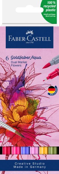 FABER-CASTELL Goldfaber Dual Marker 164527 Blumen, 6 couleurs