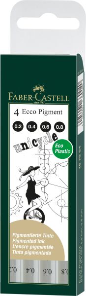 FABER-CASTELL Ecco Pigment 167004 4er Etui, schwarz