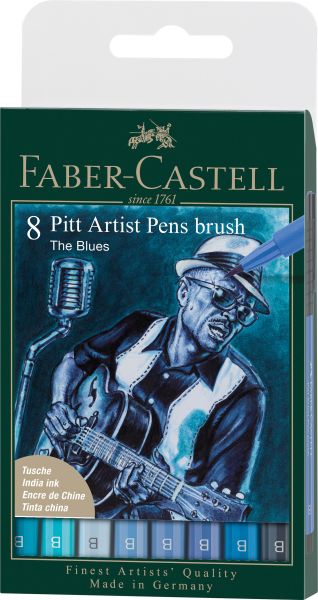 FABER-CASTELL Artist Pen Tuschestift 167173 Blues 8 Stk.