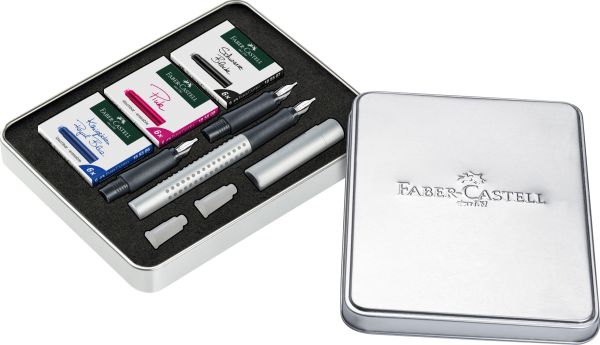 FABER-CASTELL Grip Füller Calligraphy 201629 silber, 3 Stück