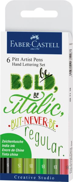 FABER-CASTELL Pitt Art Pen Handlettering 267117 grün 6 Stück