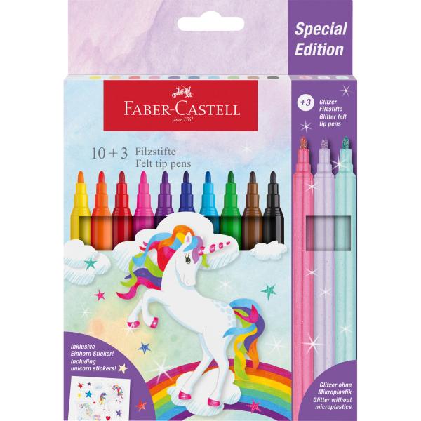 FABER-CASTELL Filzstifte Einhorn 554213 inkl. Sticker 13 Stück