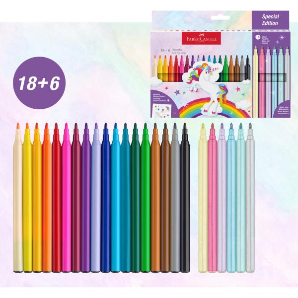 FABER-CASTELL Filzstifte Einhorn 554221 inkl. Sticker 24 Stück