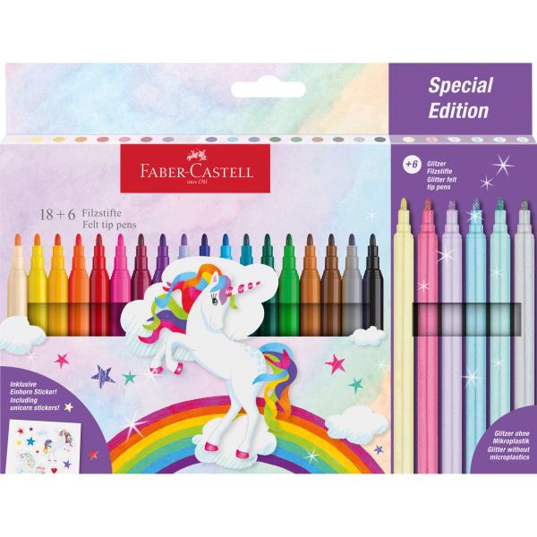 FABER-CASTELL Filzstifte Einhorn 554221 inkl. Sticker 24 Stück