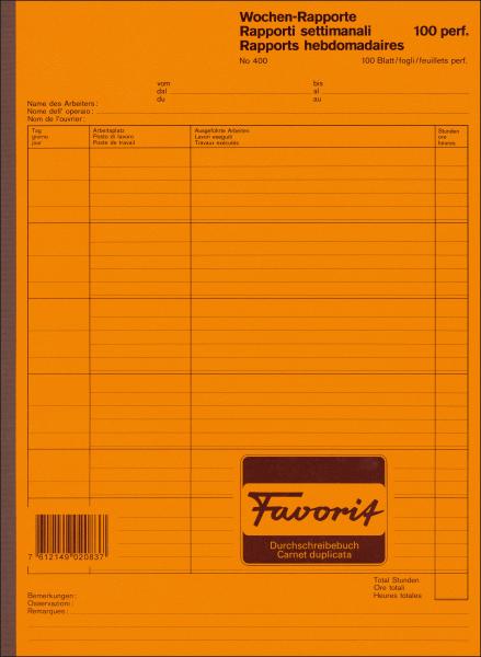 FAVORIT Wochen-Rapport D/F/I A4 400 weiss 100 Blatt