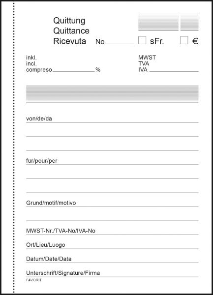 FAVORIT Quittungen OK BONUS D/F/I A6 8396 OK Durchschreibepapier 84 Blatt