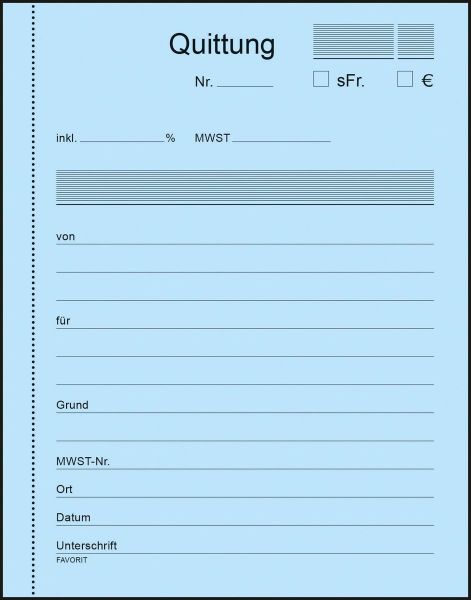 FAVORIT Formularbuch Quittungen A6 9098 OK Durchschreibepapier 50x3 Blatt