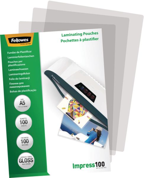 FELLOWES Laminiertasche A5 5351002 glanz, 100my 100 Stk