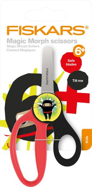 Fiskars kinderschere ninja 13cm 1064075 rot/schwarz, rechtshänder - Fiskars-1064075-6424002014805