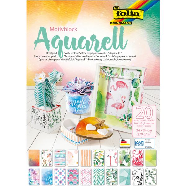 FOLIA Motivblock 48749 Aquarell, 20 Blatt