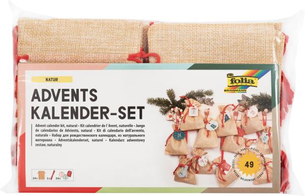 FOLIA Adventskalender Set 10x13cm 63121 Juteoptik 49-teilig