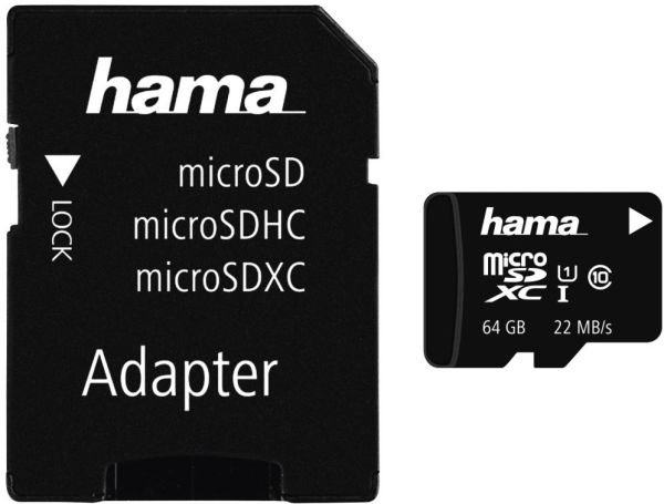 HAMA MicroSDXC 64GB 108077 Class 10 UHS-I 22MB/s,Adapter