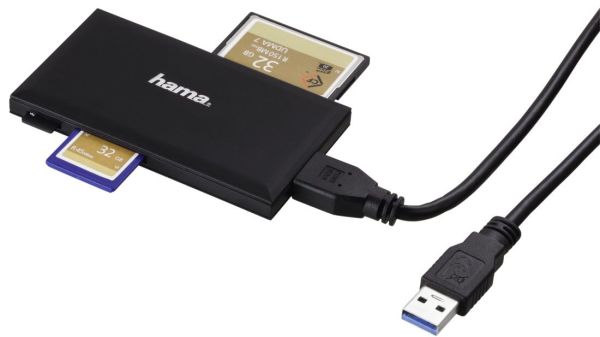 HAMA USB-3.0-Multi-Kartenleser 181018 SD/microSD/CF/MS, Schwarz