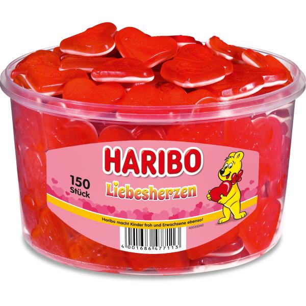 HARIBO Liebes-Herze 60502 Dose 1200g, 150 Stk.