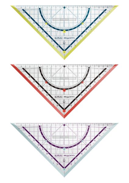 HERLITZ Geometriedreieck my.pen 22cm 11367976 Farben ass. Griff abnehmbar