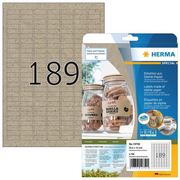 HERMA Etiketten 25,4 x 10 mm 10750 aus Silphie-Papier 3780 Stück