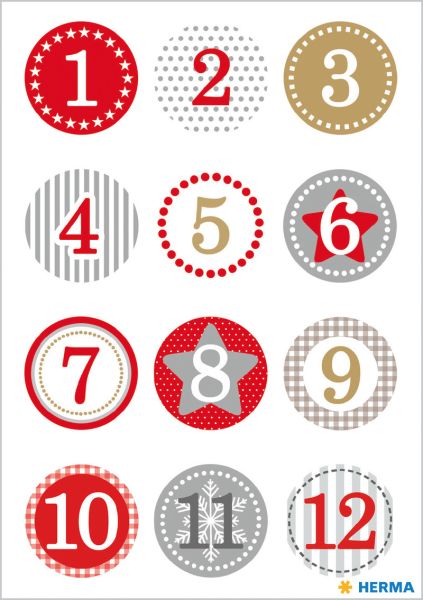 HERMA Sticker Adventskalender 15254 bunt 24 Stück/2 Blatt