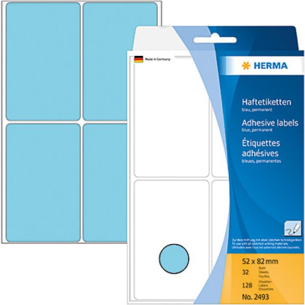 HERMA Etiketten 52×82mm 2493 blau 128 Stück