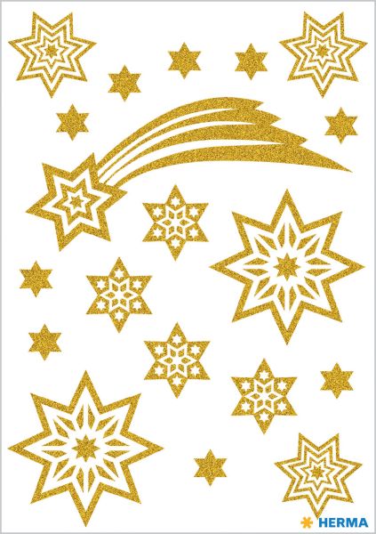 HERMA Sticker Weihnachten 3726 gold 19 Stück/1 Blatt