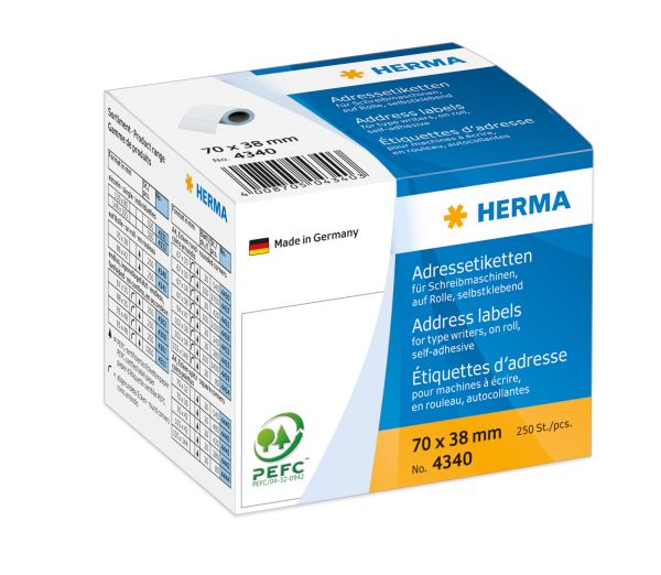 HERMA Adressetiketten 70×38mm 4340 weiss, Rolle