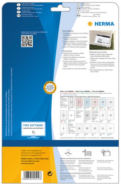 HERMA EtikettenSPECIAL 199.6x143.5mm 4519 weiss,non-perm. 40 St./20 Bl.