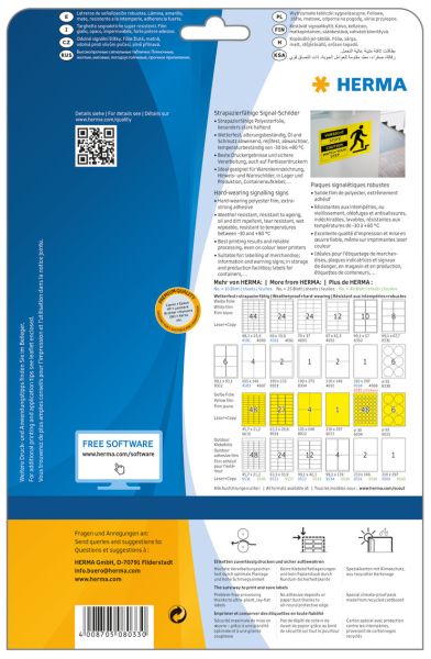 HERMA Etiketten SPECIAL 210x297mm 8033 gelb,ex.perm. 25 St./25 Bl.