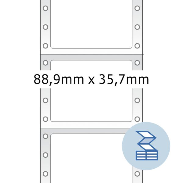 HERMA Etiketten 1-bah. 88,90×35,7mm 8161 weiss, endlos 2000 Stück