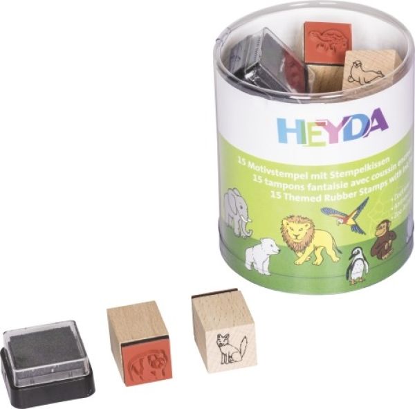 HEYDA Stempel-Dose 204888491 Zoo-Tiere 15 Stück