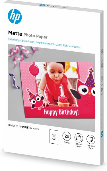 HP HP Matte Photo Paper 10x15cm 7HF70A InkJet, 180g 25 Blatt