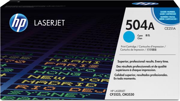 HP Toner-Modul 504A cyan CE251A Color LaserJet CP3525 7000 S.