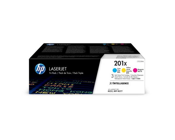 HP Toner Tri-Pack 201X CMY CF253XM CLJ Pro M252/MFP277 2300 S.