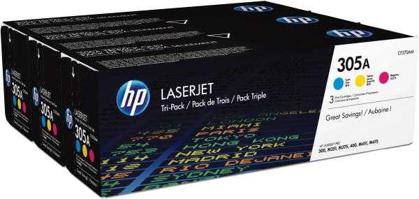 HP Toner Tri-Pack 305A CMY CF370AM LJ Pro Color M375 2600 Seiten