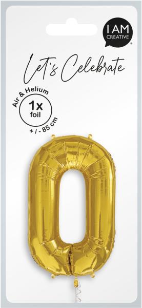 I AM CREATIVE Folienballon Zahl 0 85cm 1000-1055 gold