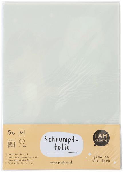 I AM CREATIVE Shrinkfolie A4 4010.49 glow in the dark, 5 Blatt