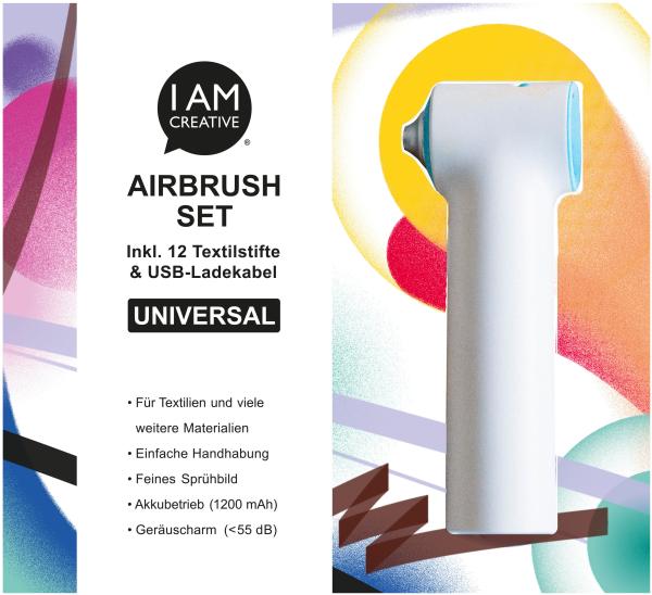 I AM CREATIVE Air Brush Set 4011.25 mit 12 Textilstiften