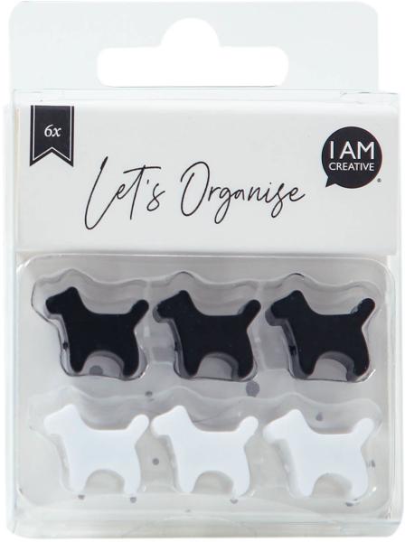 I AM CREATIVE Magnet Hund Let`s Organize MAA4035.53 schwarz, weiss 6 Stück