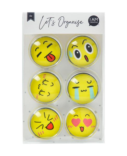 I AM CREATIVE Magnet Smiley Let`s Organize MAA4035.64 Glas, 30mm 6 Stück