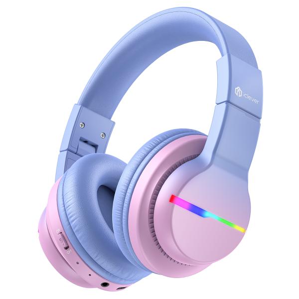 ICLEVER Headphones Kids BT LED C03-1702N-24 74/85/94 dB, 55h Gradient Pink