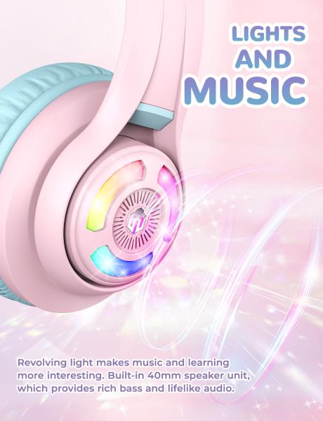 ICLEVER Headphones Kids Cat C04-2083N-14 74/85/94 dB, 50h pink